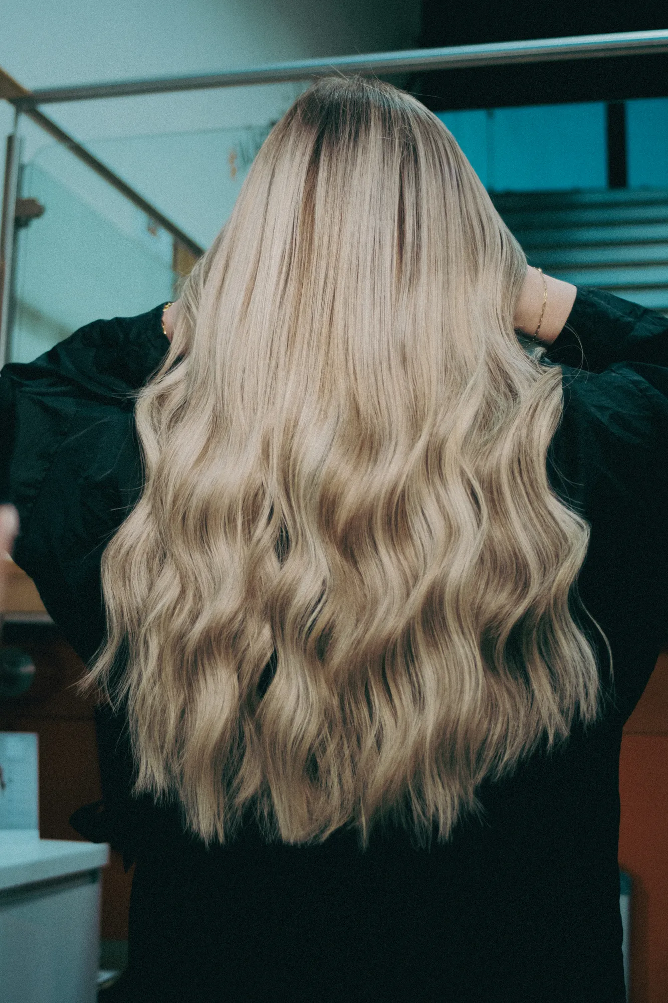 Long wavy blonde hair by Jeanna at Wigs & Warpaint, Sheffield