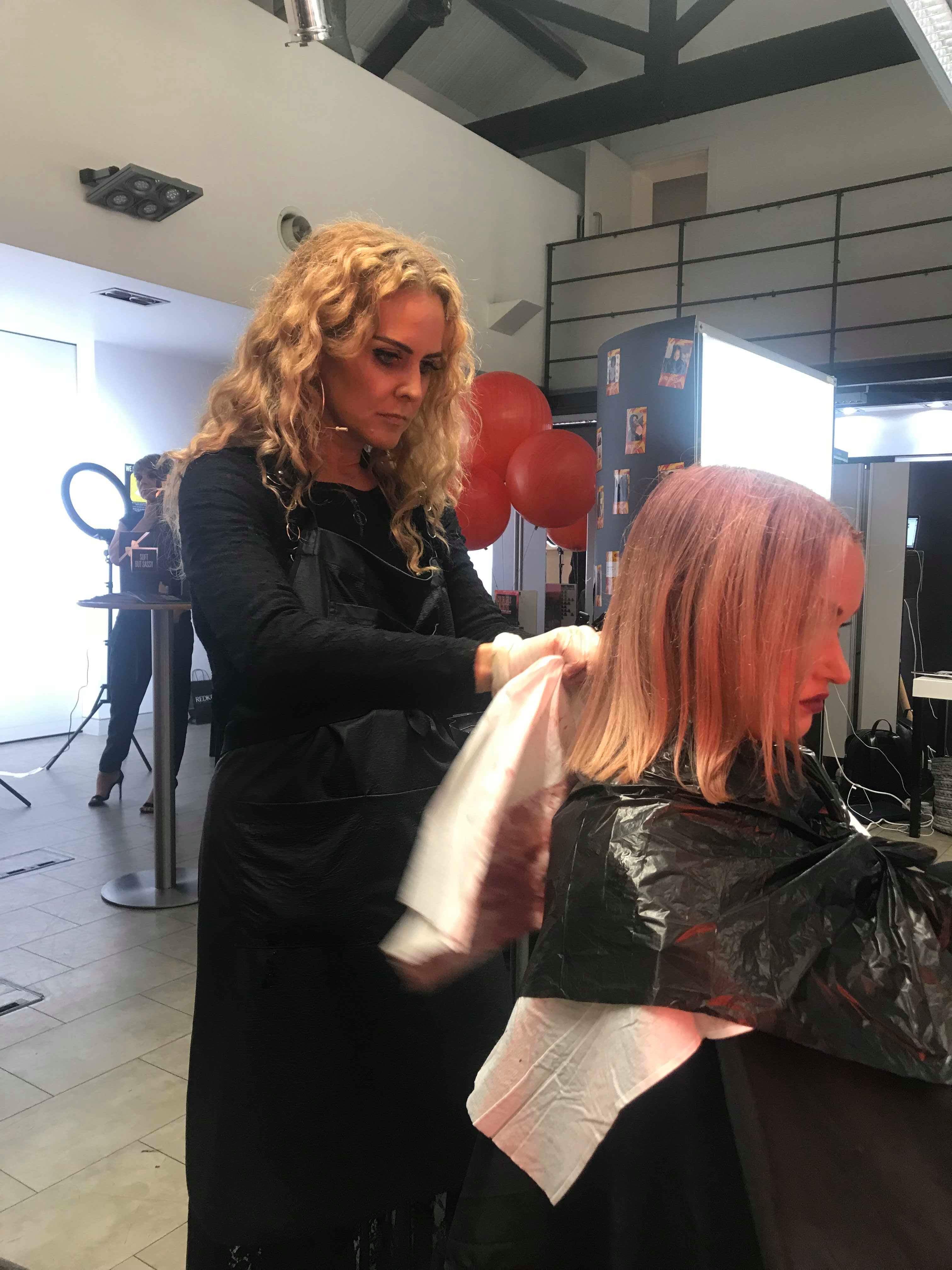 Claire Flack at work on a shoot, Wigs & Warpaint Sheffield